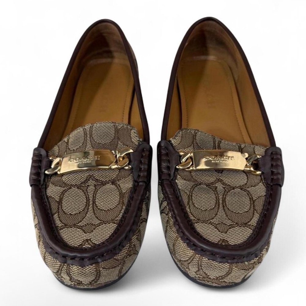 Coach Tan and Brown Patterned Loafers